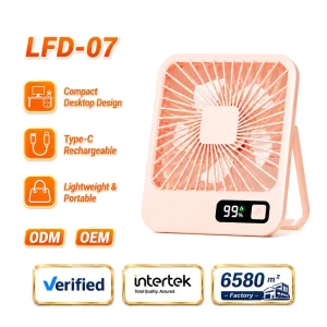 OEM ODM Ultra Thin Desk Fan Wall Mounted Portable Air Circulator Fan USB Rechargeable 5 Speed LED Display Quiet Cooling Fan