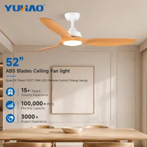 OEM ODM Wide Air Circulation Ceiling Mount 52-Inch ABS Office Conference Room BLDC LED Ceiling Fan with Remote