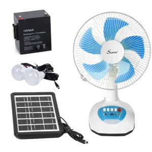 OEM Outdoor Home Solar Electric Power Fan 12 Inch Portable Rechargeable 6V Battery Stand Fan Night Light 3-Speed
