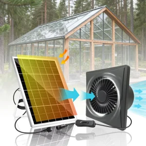 OEM Waterproof Brushless Solar Powered 12V Wall Mounted Axial Flow Exhaust Fan Two Ball Bearing Solar Panel Kitchen Garage