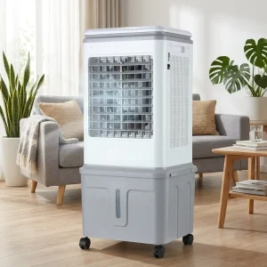 OEM Wide Angle Auto Swing Standing Fan 35L Reservoir High Airflow Efficient Cooling Eco Friendly Power Solar Air Cooler