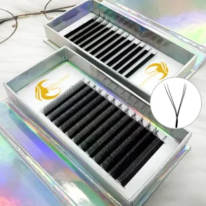 OEM Y Lash Supplies Y Shape Silk Lash Extension Tray Custom Logo Package Double Tip YY Eyelash Extension