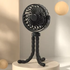 Octopus Tripod Mini Fan Rechargeable Portable Stroller Fan 3 Speed Adjustable Cooling Fan
