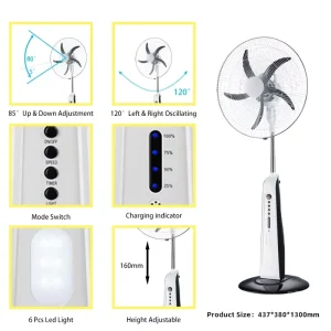 Original Factory 12V Battery Rechargeable Solar Standing Electric Fan