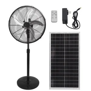 Original Factory High Quality 18 Inch Brushless Solar DC Fan with LED Light Remote Control Charging Standing Fan