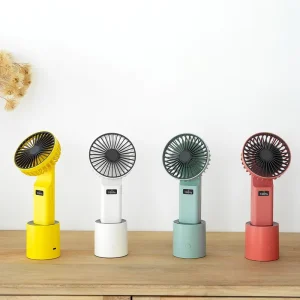 Oscillating Head Foldable Handheld Mini Fan with Digital Display Rechargeable Portable for Outdoor Household & Car Use