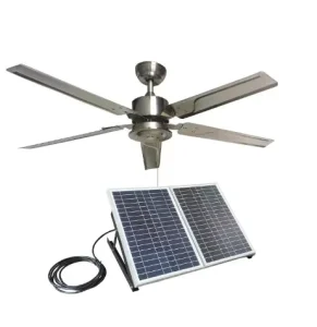 Outdoor 52 In. Solar Powered DC Ceiling Fan 40W 12v 24v Stainless Steel Fan Blade for Gazebo Patio Air Circulation