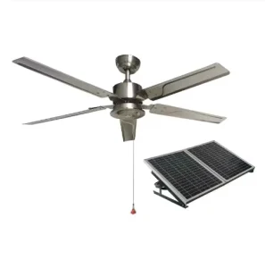 Outdoor 52 Inch Solar DC Ceiling Fan with ultra Quite Brushless DC Motor 40W Solar Powered for Patio Porch Pavilion