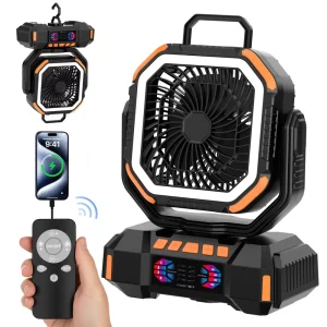 Outdoor Camping Fan Portable Remote Control Rechargeable Camping Fan 40000mAH F22S for Home Use Office Use Outdoor with LED