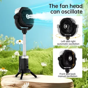 Outdoor Camping Misting Fan 16000mAh 5V USB Rechargeable Portable Fan for Egypt Tanzania Ghana Outdoor Events