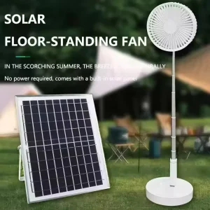 Outdoor Camping Telescopic Freestanding Digital Power-saving Solar Fan 7200mAh Rechargeable Portable 7 Folding Fan Solar Car