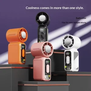 Outdoor Convenient LED Display USB Rechargeable Battery with Lighting Function Handheld Cooling Mini Fan