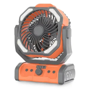 Outdoor Fan Low Noise Timable Fan Remote Control with LED Lighting USB Rechargeable for Car Table Camping Use