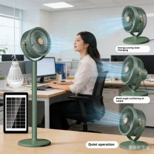 Outdoor Solar Powered Floor Fan Multifunctional Retractable Tabletop Camping Air Circulation Portable High Wind Model A39