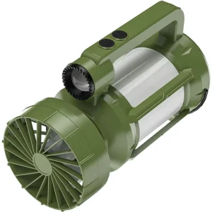 Outdoor Solar-Powered Handheld Camping Light with LED, Dual Mode, Hook, USB Type-C Charging and Fan