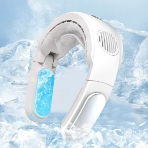 Outdoor Sport Portable and Wearable Neck Fan 5000mAh Battery Usb Rechargeable Lazy Neck Cooler Silent Bladeless Cooling Fan