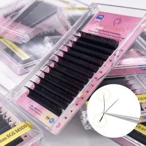 PBT Y Lash Extensions YY 100% Hand Made Korean Lash Extensions Premade Fans Mink Black 8D DD Curl 10 Pcs 12 Lines DDP