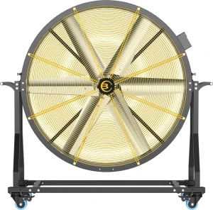 PMSM Direct Drive Mobile Cooling Fan 37000m³/h Plug & Play Industrial Fan with Wheels for Factory Warehouse