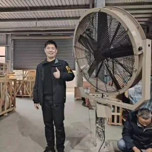 PMSM Low Noise Oscillating Type Adjustable Speed Industrial Outdoor Mist Wall Ventilation Fan IP66 Protection 21000m h Airflow