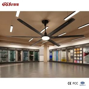 PMSM Motor Industrial Commercial HVLS Ceiling Fan Smart Lights Energy Saving Remote Control White Black Color for Shops Modern