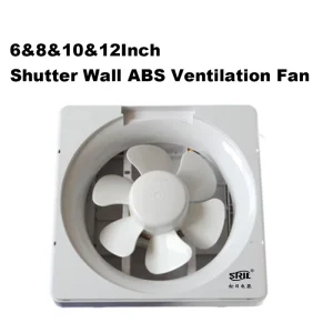 PP Louver Shutter Exhaust Fan 6 Inch Square Wall/Window Mount Low Noise Vent Fan for Bathroom Toilet Kitchen OEM