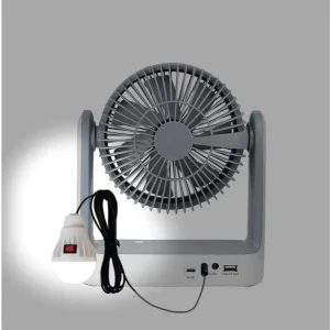 PUREVIEW 6-inch 3-speed USB Solar-Powered Air Circulator Fan with Removable Battery and Night Light Combo