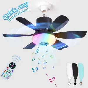 Patent Remote Control Speaker Decorative Modern Remote Control Bldc Best RGB Music Smart Home Lights LED Ceiling Fans