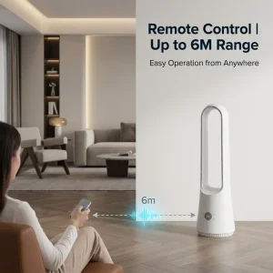 Pedestal Bladeless Fan Remote Control Brushless Motor Energy Efficient Class A++ Cooling for Household Hotel Commercial Use