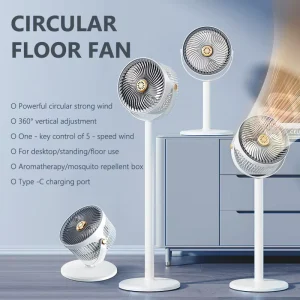Pedestal Stand Fan Height Adjustable with Aroma 4000mAh Air Circulator Fan Home Hotels Factory