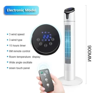 Pedestal Standing Fan Remote Bladeless Tower Fan With Timer and Room Temperature Display in Real Time