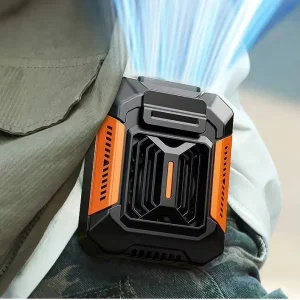Personal Clip On Wearable Neck Fan USB Rechargeable 4000mAh Bank Flashlight Three Speed Eco Friendly for Outdoor Hiking Camping