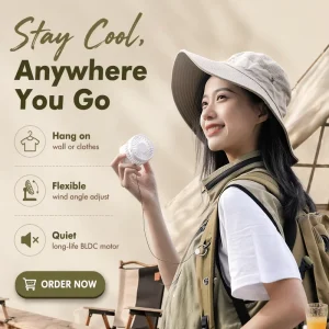 Personal Neck Wearable Outdoor Electric Mini Fan Keychain Hand Portable Camping Fan for Climbing