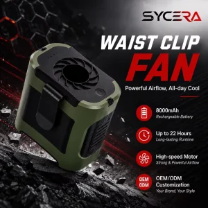 Personal Portable Waist Fan Belt Clip Rechargeable Cooling Fan 8000mAh High Speed Motor Long Runtime OEM ODM Factory