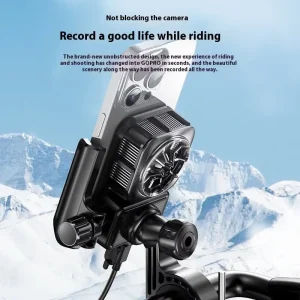 Phone Cooling Fan Anti-Shock Mobile Cell Phone Holder Secure Stand for Cycling Scootering E-Bike Motorcycle Riding
