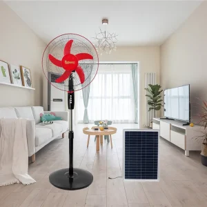 Plastic Ac Dc Solar Powered Stand Fan 16 Inch Dc Fan with Brush Full Copper Motor DC12V Electric Floor Fan