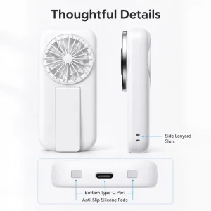 Pocket Size Portable Fan Lightweight Handheld Cooling Fan with Digital Display for Outdoor Travel Office Use