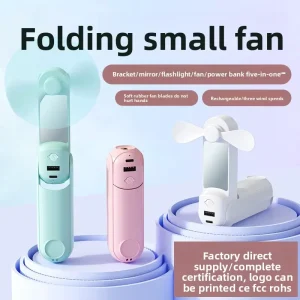 Pocket sized Quiet Rechargeable Mini Fan Foldable Design 3 Speed Wind 3 6 Hours Portable Fan