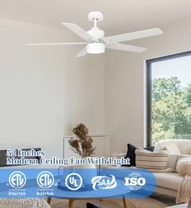 Popular Design 5 Plywood Blades 52 Inch Decorative Energy Efficient Ceiling Fan With Light