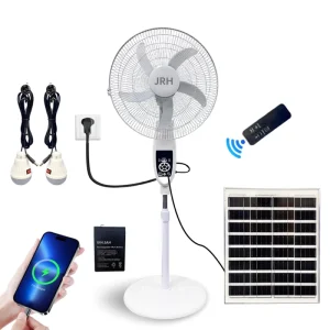 Popular Emergency Stand Fan Mobile Phone Charging Outdoor Household Adjustable Height Rechargeable Solar Fan Remote LED Battery