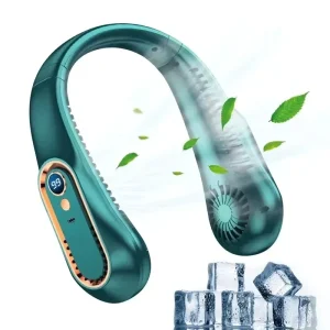 Popular Hot Selling Wearable Neck Fan USB Portable Cooling LED Display 360 Degree Cooling Fan for Household Hotel Plastic