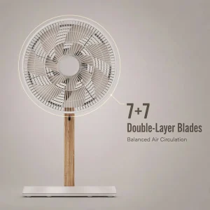 Portable 12″ Smart Telescopic DC Floor Fan 120° Auto Oscillation Rechargeable Fan with 8 Speed Remote
