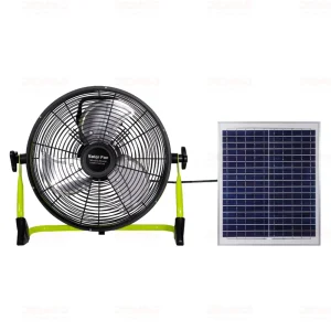 Portable 14 Inch Solar Rechargeable Solar Electric Fan High Speed LED Light Outdoor Use Emergency USB Mobile Charger