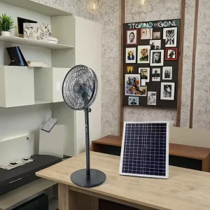 Portable 16 Inch Plastic Solar Panel Stand Emergency Fan Rechargeable Lithium Battery Remote Control Low Noise Oscillation