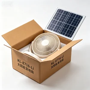Portable 16 Solar Stand Fan KL 8716 Li Rechargeable Pedestal Fan Solar Panel Lithium Battery 3 Speed High CFM LED Light Camping