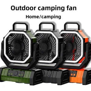 Portable 20000mAh Rechargeable USB Table Fan Remote Control LED Light Amaz Camping Fans for Outdoor Activities Tent Fishing