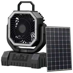 Portable 20000mAh Solar Electric F6S Camping Fan 15W LED Light USB Charging Car Outdoor Use Hiking Tent Camping Trip Battery Box