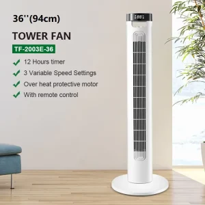 Portable 29 Inch Tower Fan 3 Speed Swing Round Base Pedestal Electric Fan Tower Motor Tower Fan