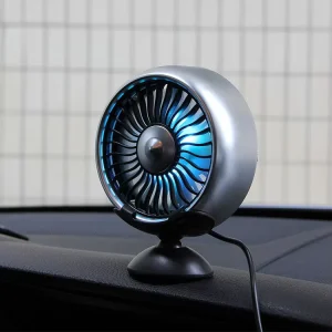 Portable 3-Speed Adjustable 12V DC Car Fan USB Mini Fan with LED