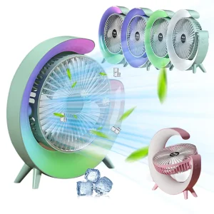 Portable 3-Speed LED Night Light Mini Ventilateur Small Desk Fan Oscillation Feature Home Office Desktop Table Cooling Battery