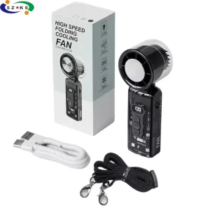 Portable 3600mah USB Mini Handheld High Speed Cooling Neck Fan Transparent LED Light Foldable Car Air Cooler Box Installation